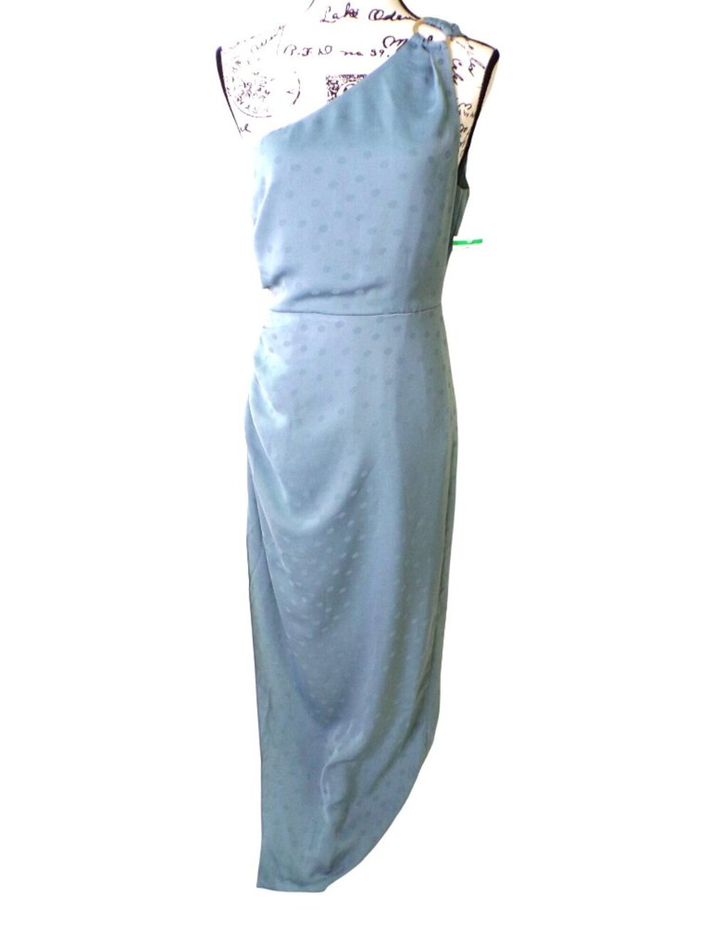 🆕FAVORITE DAUGHTER The Singles Table One Shoulder Gown Dress Polka Dot Blue 2 - Picture 10 of 16